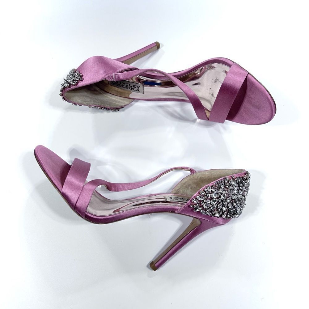 Badgley Mischka pink rhinestone stiletto bridal collection heel 8.5 - Picture 4 of 9